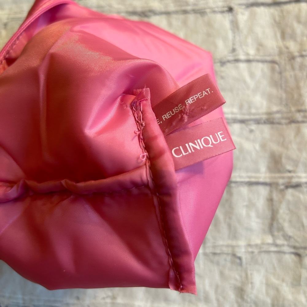 CLINIQUE SILLY PRINT (3) MAKEUP COSMETICS ZIP TOP BAGS GREEN AND PINK - Picture 12 of 12